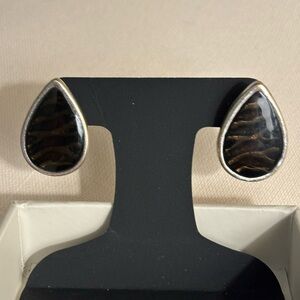 Natural Tiger’s Eye Silver Teardrop Earrings